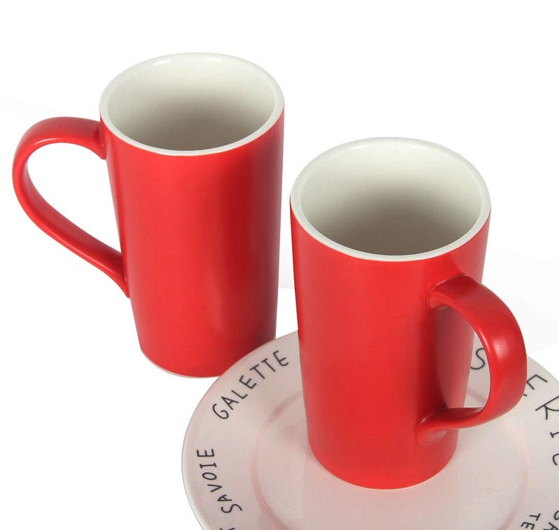Smilatte 20 oz Large Coffee Mugs, M007 Plain Tall Ceramic Cup with Handle for Dad Men, Set of 2, Christmas Red - Image 5